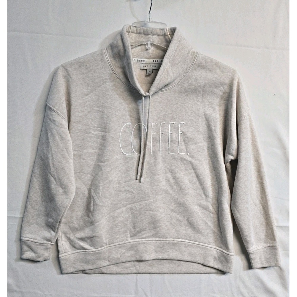 Rae Dunn Small Beige Coffee Sweatshirt Drawstrings
